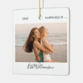 幸せは2枚の写真フレンドシグネチャースクリプト セラミックオーナメント (左)