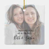 幸せは2枚の写真フレンドシグネチャースクリプト セラミックオーナメント (裏面)