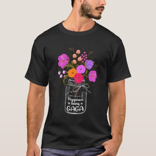 幸せは、おばあちゃんのママの花のためのAである Tシャツ (正面)