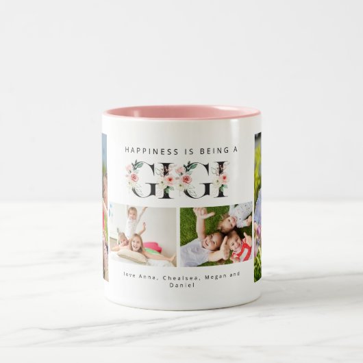幸せはGigi赤面フローラ4写真マグカップ ツートーンマグカップ (中央)
