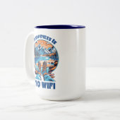 幸せはWifiハイキングブーツではない ツートーンマグカップ (正面左)