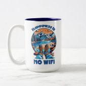 幸せはWifiハイキングブーツではない ツートーンマグカップ (左)