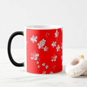 幸せよくはしゃぐな花 – 赤 – 素敵なコーヒーマグ モーフィングマグカップ