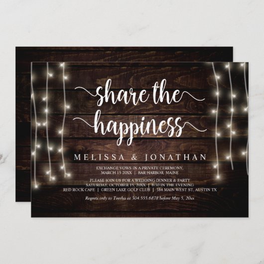 幸せをシェアしよう、ラスティックエロープメントパーティー 招待状 (正面/裏面)