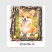 幸せをフレームに - コーギーの子犬 シール (シート)
