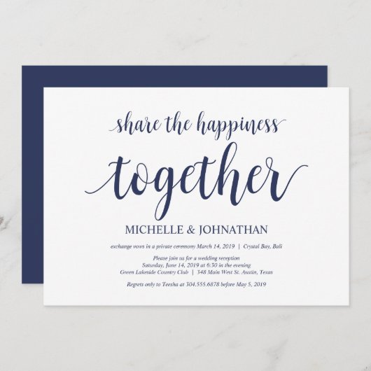 幸せを分かち合おう ウェディングエロープメントの招待状 招待状 (正面/裏面)