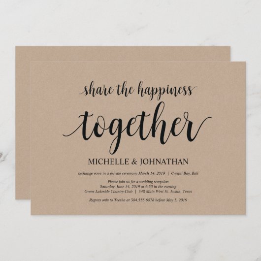 幸せを分かち合おう ウェディングエロープメント招待状 招待状 (正面/裏面)