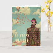 幸せを叫べ！| 超現実的アートのグリーティングカード カード (黄色い花)