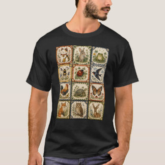 幸せを呼ぶ森の動物コラージュ Tシャツ