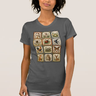幸せを呼ぶ森の動物コラージュ Tシャツ