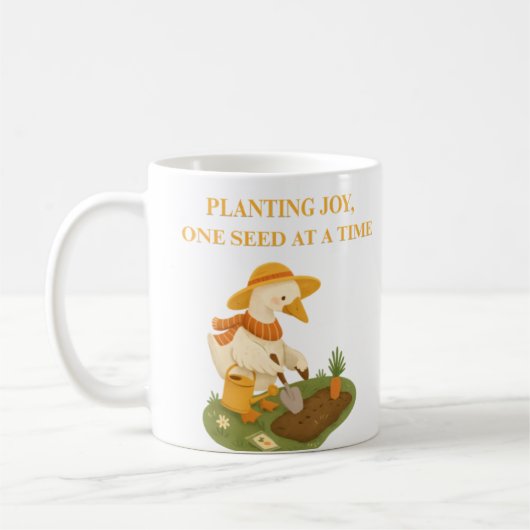 幸せを植えるガーデニンググーススローガンコーヒーマグ コーヒーマグカップ (左)
