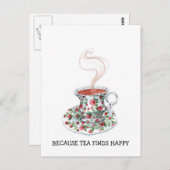 幸せを見つける茶葉のキャッチフレーズ、ヴィンテージのローズのカップ ポストカード (正面/裏面)