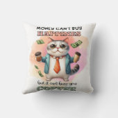 幸せを買うことはできない 猫好きのための面白いギフト クッション (裏面)