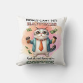 幸せを買うことはできない 猫好きのための面白いギフト クッション (正面)