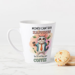 幸せを買うことはできない 猫好きへの面白いギフト カフェラテマグ