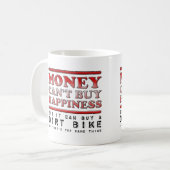 幸せを買うダートバイクの面白いマグカップ コーヒーマグカップ (正面左)