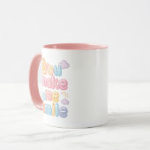 幸せを運ぶ"You Make Me Smile"ふわふわフォント マグカップ (正面左)