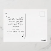 幸せエレガントな新年の写真金ゴールド花火スター 箔シーズンポストカード (裏面)