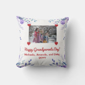幸せエレガントな祖父母の日かわいい写真フローラ クッション (正面)