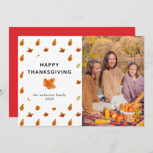 幸せエレガントモダンな感謝祭の秋の写真 シーズンカード (正面/裏面)