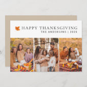 幸せエレガントモダンな感謝祭の秋3枚の写真 シーズンカード (正面/裏面)
