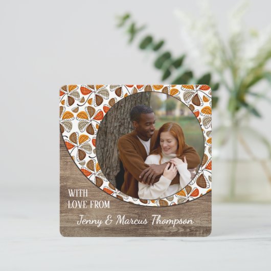 幸せカスタムな感謝祭のホリデーカードを愛する シーズンカード (スタンド正面)