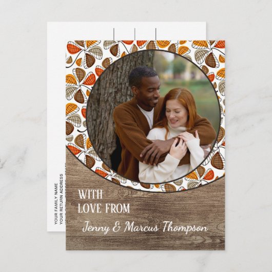 幸せカスタムな感謝祭のホリデーカードを愛する ポストカード (正面/裏面)