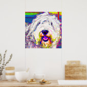 幸せカラフルなフワフワの古い英語のシェプドッグのポスター ポスター (キッチン)