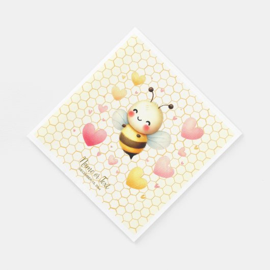 幸せカラフルな小さな蜂蜜ビーベイビーシャワーかわいい スタンダードランチョンナプキン (角)