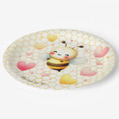 幸せカラフルな小さな蜂蜜ビーベイビーシャワーかわいい ペーパープレート (アングル)