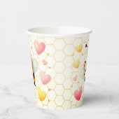 幸せカラフルな小さな蜂蜜ビーベイビーシャワーかわいい 紙コップ (左)