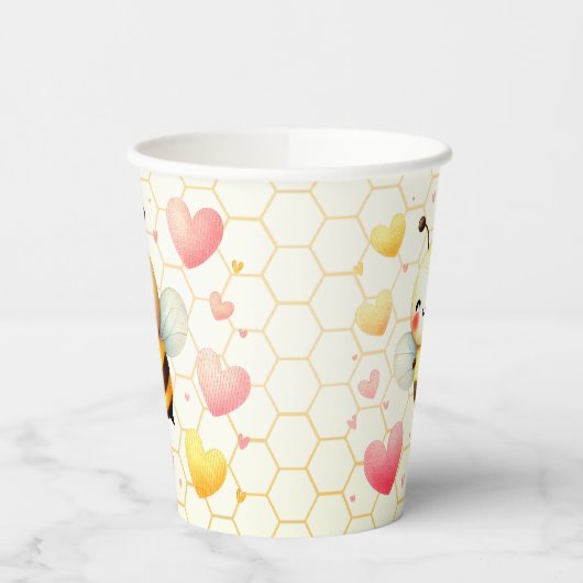 幸せカラフルな小さな蜂蜜ビーベイビーシャワーかわいい 紙コップ (左)