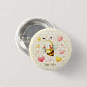 幸せカラフルな小さな蜂蜜ビーベイビーシャワーかわいい 缶バッジ (正面&裏面)