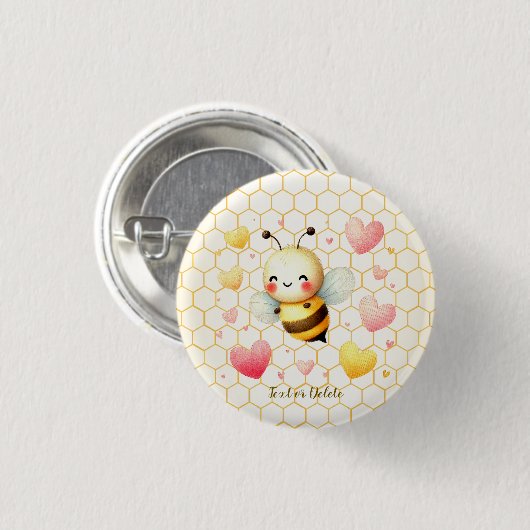 幸せカラフルな小さな蜂蜜ビーベイビーシャワーかわいい 缶バッジ (正面&裏面)