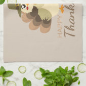 幸せカラフルな感謝祭かわいい七面鳥 キッチンタオル (折り畳み)