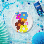 幸せカラフルな花 ペーパープレート (パーティー)