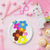 幸せカラフルな花 ペーパープレート (パーティー)