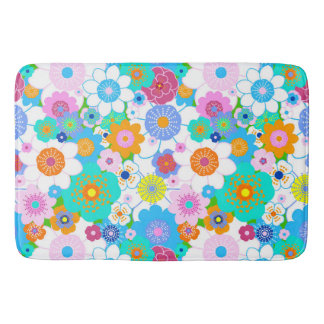 幸せカラフル明るい数々の花の明るい色 バスマット