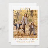 幸せシンプルな感謝祭の写真グリーティングカード シーズンカード (正面/裏面)