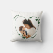 幸せハートグリーンフォト枕 クッション (正面)
