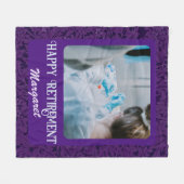 幸せパーソナライズされたなナース退職祝い贈り物バイオレット フリースブランケット (正面(横))