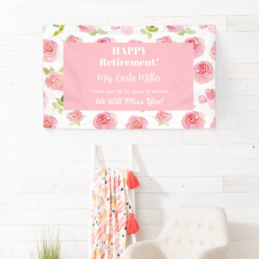 幸せパーソナライズされたな退職フローラ 横断幕 (インサイチュ)