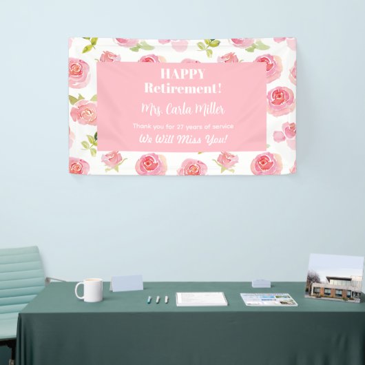 幸せパーソナライズされたな退職フローラ 横断幕 (トレードショー)