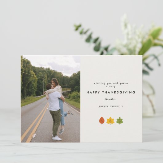 幸せミニマルな感謝祭 |家族の写真カード シーズンカード (スタンド正面)