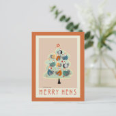 幸せメリーな鶏クリスマスツリーカード、文房具 シーズンポストカード (スタンド正面)