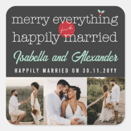 幸せメリーな3枚の写結婚した真から スクエアシール