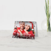 幸せモダンな休日の写真クリスマスリーフ シーズンカード (正面)