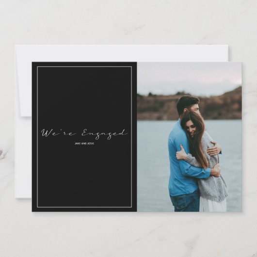 幸せモダンな写真、婚約の発表 サンキューカード (正面)