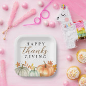 幸せモダンな感謝祭 |秋葉 ペーパープレート (パーティー)