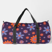 幸せレトロ花可愛い70sヒッピーデイジー柄 ダッフルバッグ (裏面)